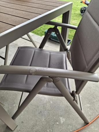 Zestaw ogrodowy stół 180cm i 8 regulowanych krzeseł aluminiowych - Kanbery Wood Taupe 8+1