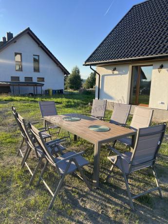 Zestaw ogrodowy stół 180cm i 8 regulowanych krzeseł aluminiowych - Kanbery Wood Taupe 8+1