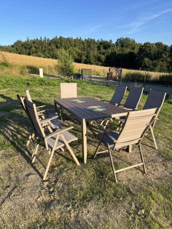 Zestaw ogrodowy stół 180cm i 8 regulowanych krzeseł aluminiowych - Kanbery Wood Taupe 8+1