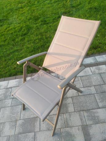 Zestaw ogrodowy stół 180cm i 8 regulowanych krzeseł aluminiowych - Kanbery Wood Taupe 8+1