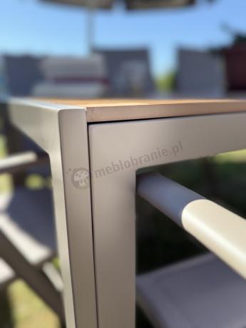 Zestaw ogrodowy stół 180cm i 8 regulowanych krzeseł aluminiowych - Kanbery Wood Taupe 8+1