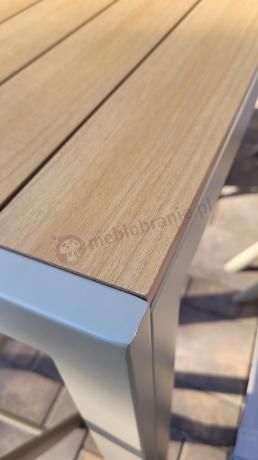 Zestaw ogrodowy stół 180cm i 8 regulowanych krzeseł aluminiowych - Kanbery Wood Taupe 8+1