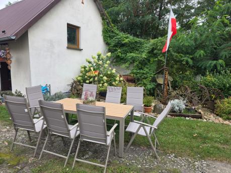 Zestaw ogrodowy stół 180cm i 8 regulowanych krzeseł aluminiowych - Kanbery Wood Taupe 8+1