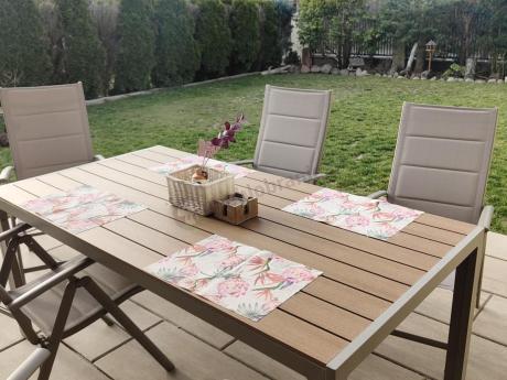 Zestaw ogrodowy stół 180cm i 8 regulowanych krzeseł aluminiowych - Kanbery Wood Taupe 8+1