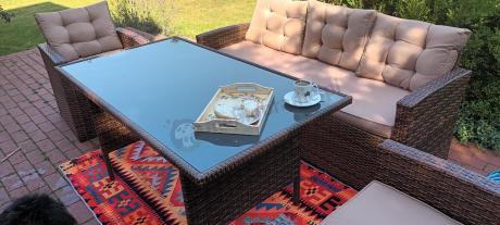 Zestaw ogrodowy technorattanowy z kanapą trzyosobową