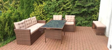 Zestaw ogrodowy technorattanowy z kanapą trzyosobową