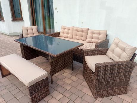 Zestaw ogrodowy technorattanowy z kanapą trzyosobową