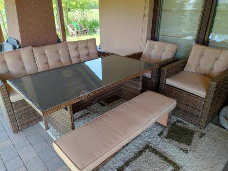 Zestaw ogrodowy technorattanowy z kanapą trzyosobową