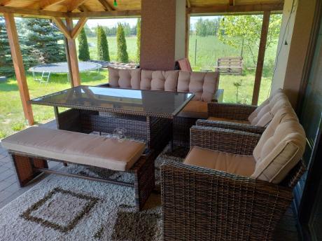 Zestaw ogrodowy technorattanowy z kanapą trzyosobową