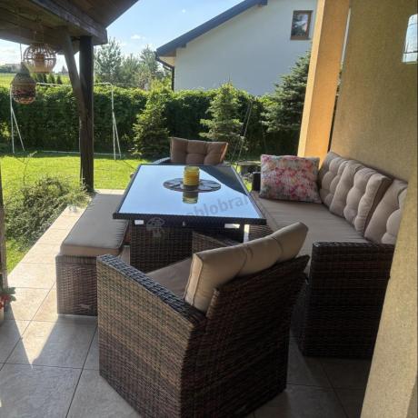 Zestaw ogrodowy technorattanowy z kanapą trzyosobową