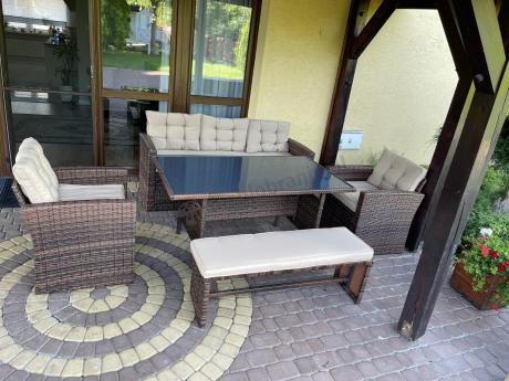 Zestaw ogrodowy technorattanowy z kanapą trzyosobową