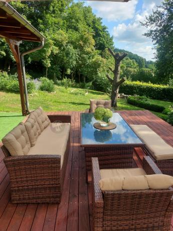 Zestaw ogrodowy technorattanowy z kanapą trzyosobową