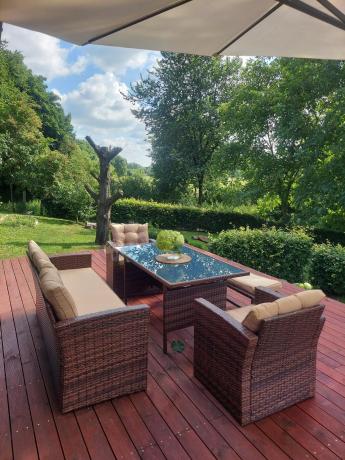 Zestaw ogrodowy technorattanowy z kanapą trzyosobową