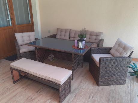 Zestaw ogrodowy technorattanowy z kanapą trzyosobową