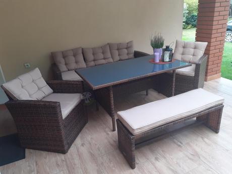 Zestaw ogrodowy technorattanowy z kanapą trzyosobową