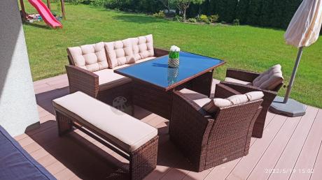 Zestaw ogrodowy technorattanowy z kanapą trzyosobową