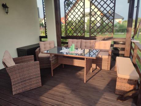 Zestaw ogrodowy technorattanowy z kanapą trzyosobową