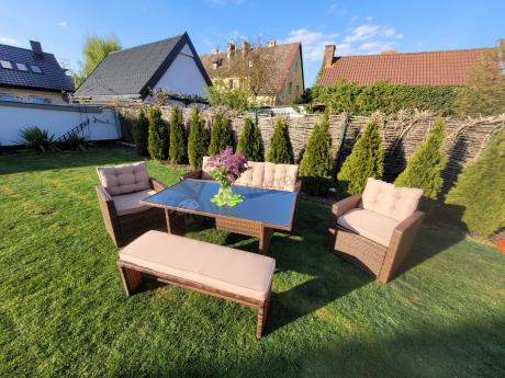 Zestaw ogrodowy technorattanowy z kanapą trzyosobową