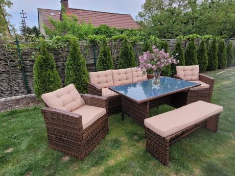 Zestaw ogrodowy technorattanowy z kanapą trzyosobową