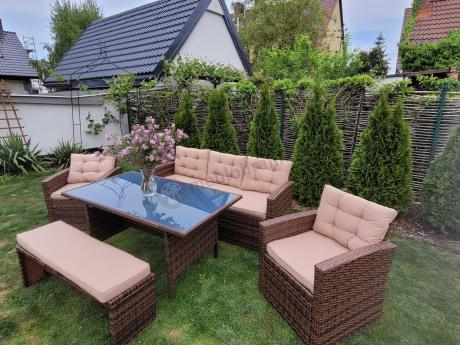 Zestaw ogrodowy technorattanowy z kanapą trzyosobową