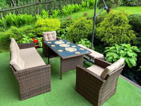 Zestaw ogrodowy technorattanowy z kanapą trzyosobową