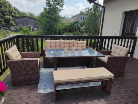 Zestaw ogrodowy technorattanowy z kanapą trzyosobową