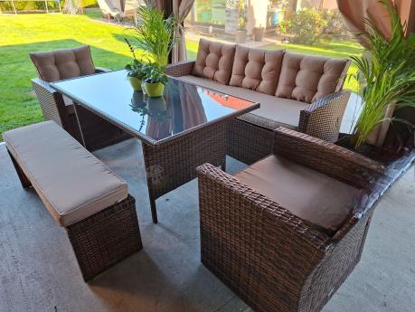 Zestaw ogrodowy technorattanowy z kanapą trzyosobową