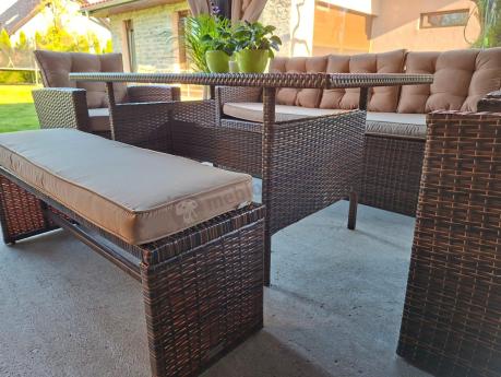 Zestaw ogrodowy technorattanowy z kanapą trzyosobową