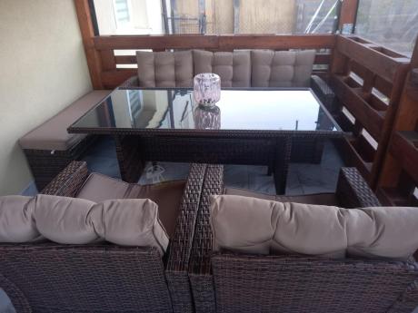 Zestaw ogrodowy technorattanowy z kanapą trzyosobową