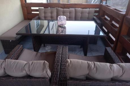 Zestaw ogrodowy technorattanowy z kanapą trzyosobową