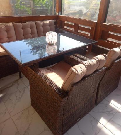 Zestaw ogrodowy technorattanowy z kanapą trzyosobową