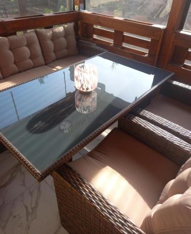 Zestaw ogrodowy technorattanowy z kanapą trzyosobową