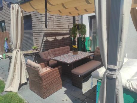 Zestaw ogrodowy technorattanowy z kanapą trzyosobową