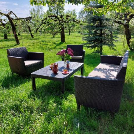 Zestaw ogrodowy z podnoszonym stołem Meblobranie S3L brąz