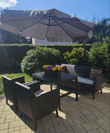 Zestaw ogrodowy z podnoszonym stołem Meblobranie S3L brąz