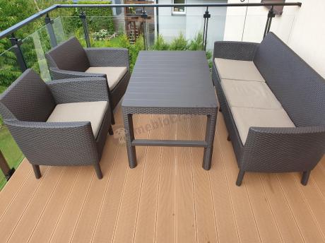 Zestaw ogrodowy z podnoszonym stołem Meblobranie S3L brąz