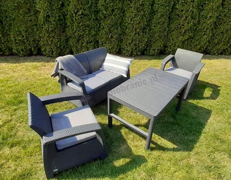 Zestaw ogrodowy z podnoszonym stolikiem Corfu Set Lyon Grafitowy