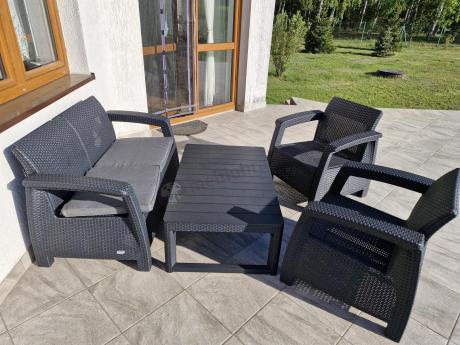 Zestaw ogrodowy z podnoszonym stolikiem Corfu Set Lyon Grafitowy