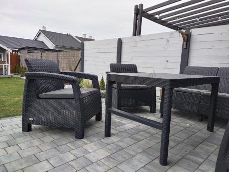 Zestaw ogrodowy z podnoszonym stolikiem Corfu Set Lyon Grafitowy