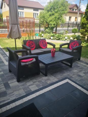 Zestaw ogrodowy z podnoszonym stolikiem Corfu Set Lyon Grafitowy