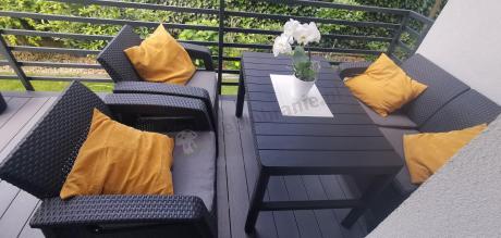 Zestaw ogrodowy z podnoszonym stolikiem Corfu Set Lyon Grafitowy