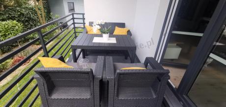 Zestaw ogrodowy z podnoszonym stolikiem Corfu Set Lyon Grafitowy