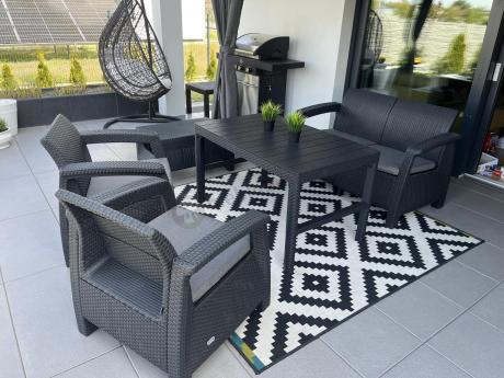 Zestaw ogrodowy z podnoszonym stolikiem Corfu Set Lyon Grafitowy