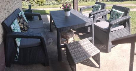 Zestaw ogrodowy z podnoszonym stolikiem Corfu Set Lyon Grafitowy