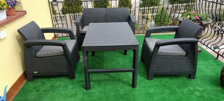 Zestaw ogrodowy z podnoszonym stolikiem Corfu Set Lyon Grafitowy