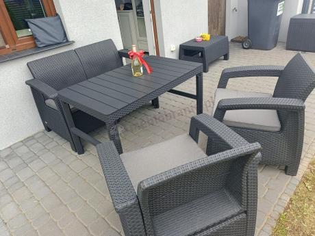 Zestaw ogrodowy z podnoszonym stolikiem Corfu Set Lyon Grafitowy