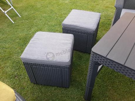 Zestaw ogrodowy z podnoszonym stolikiem Corfu Set Lyon Max Grafitowy + pufy