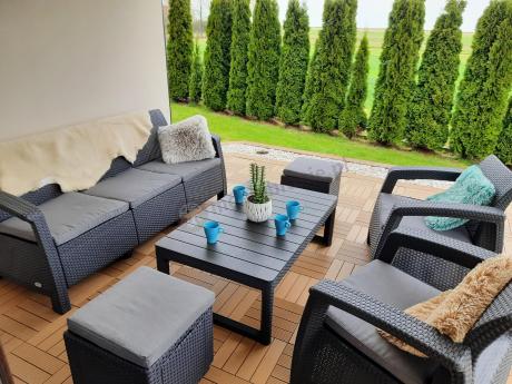 Zestaw ogrodowy z podnoszonym stolikiem Corfu Set Lyon Max Grafitowy + pufy