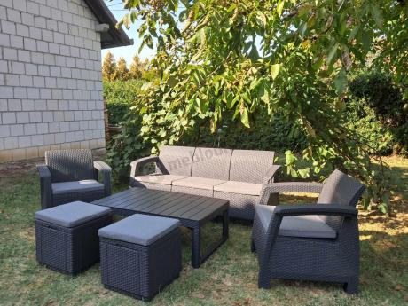 Zestaw ogrodowy z podnoszonym stolikiem Corfu Set Lyon Max Grafitowy + pufy