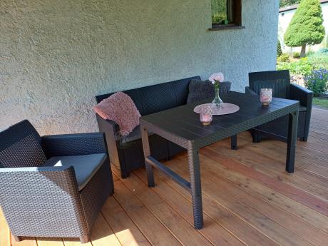 Zestaw ogrodowy z sofą, 2 fotelami i stołem podnoszonym K3L grafit